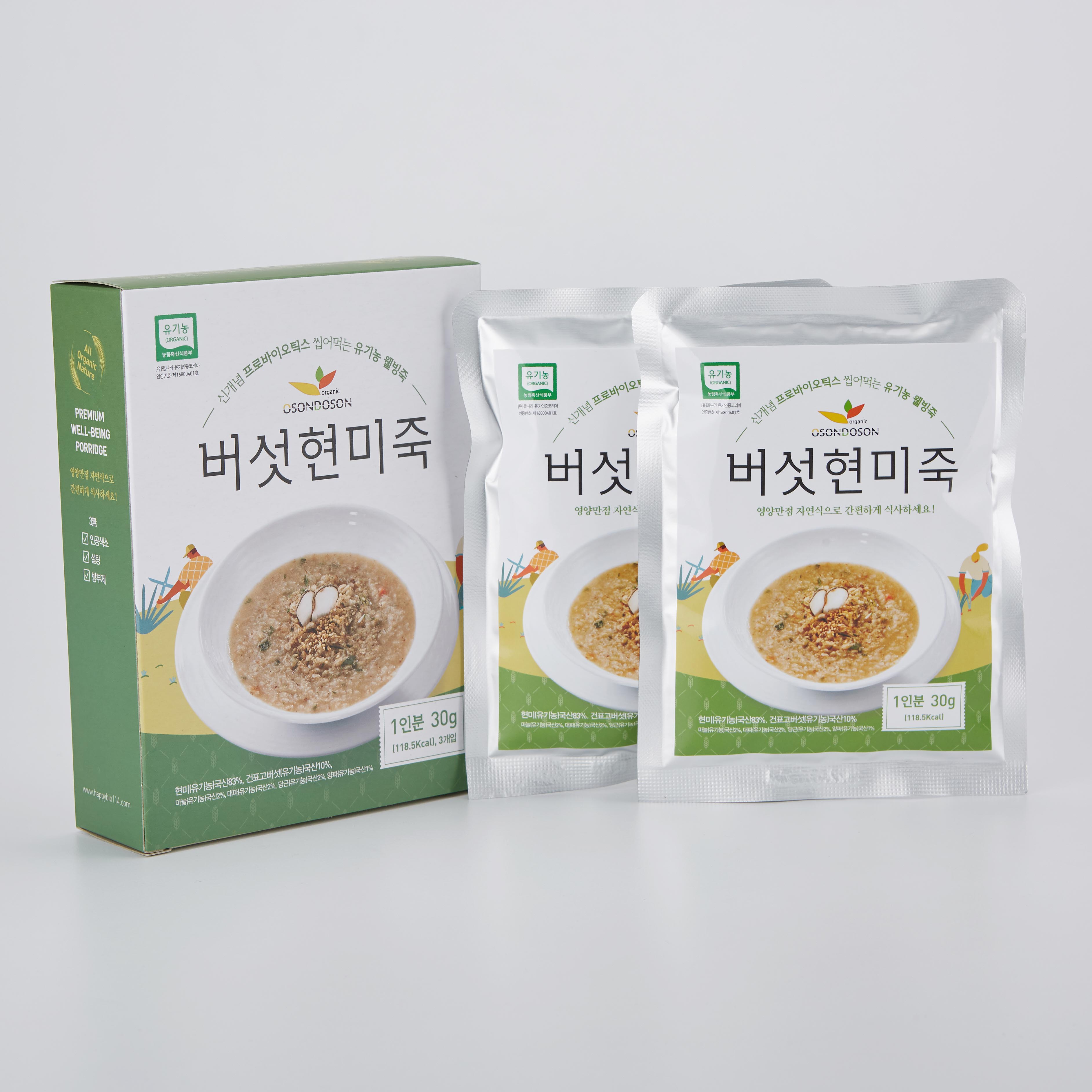 유기농 버섯현미죽 30g 3팩 / 3분만에 완성