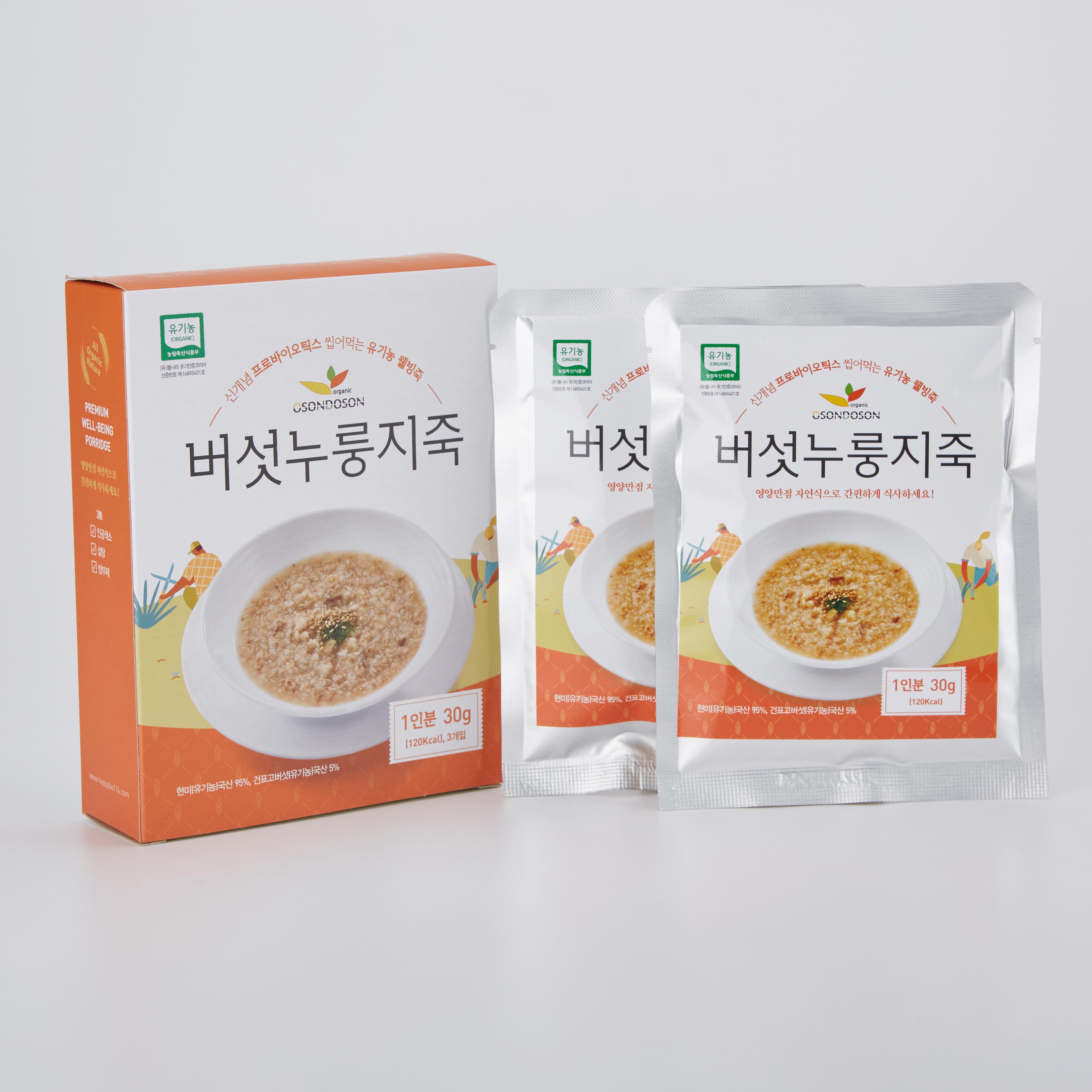 유기농 버섯누룽지죽 30g 3팩 / 3분만에 완성