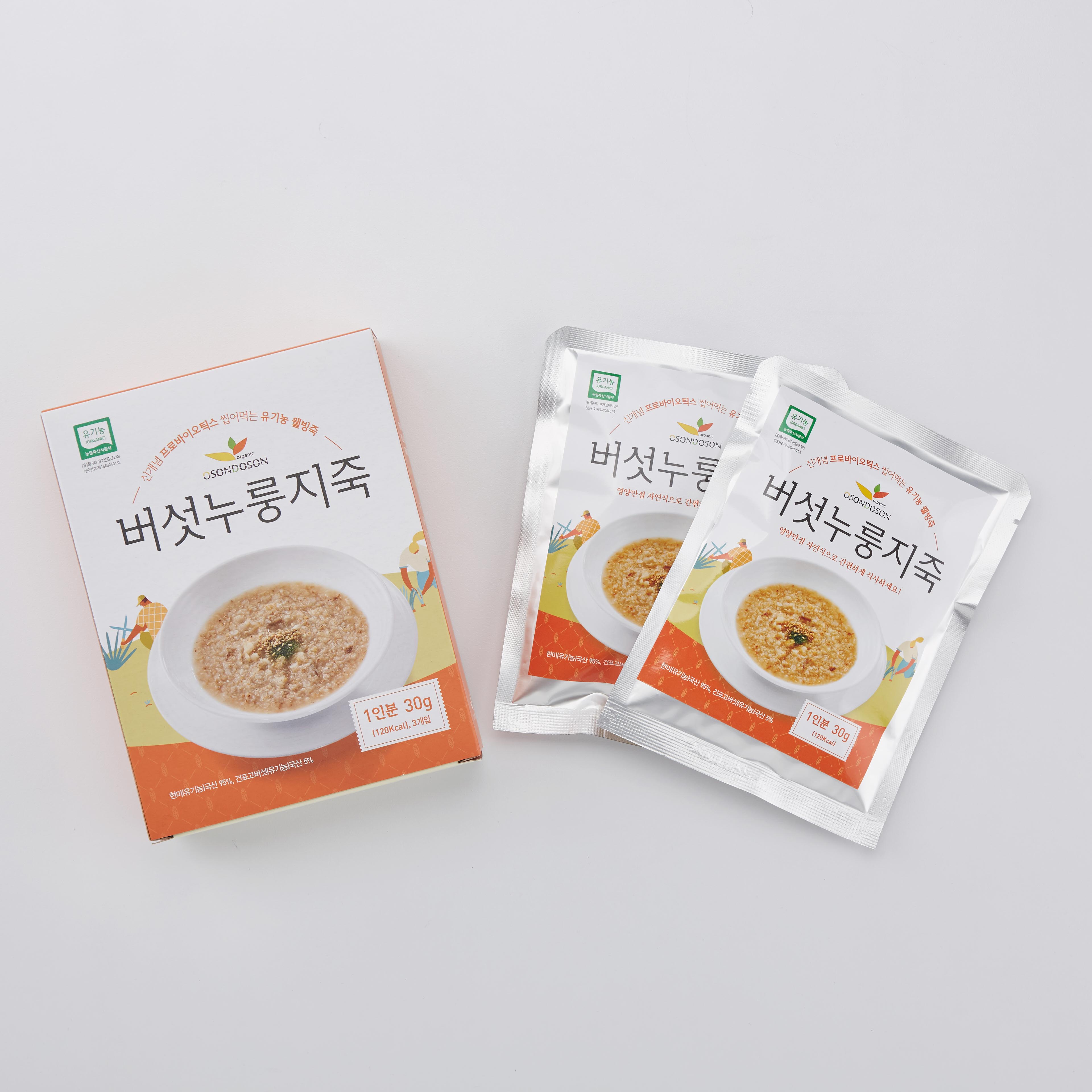 유기농 버섯누룽지죽 30g 3팩 / 3분만에 완성
