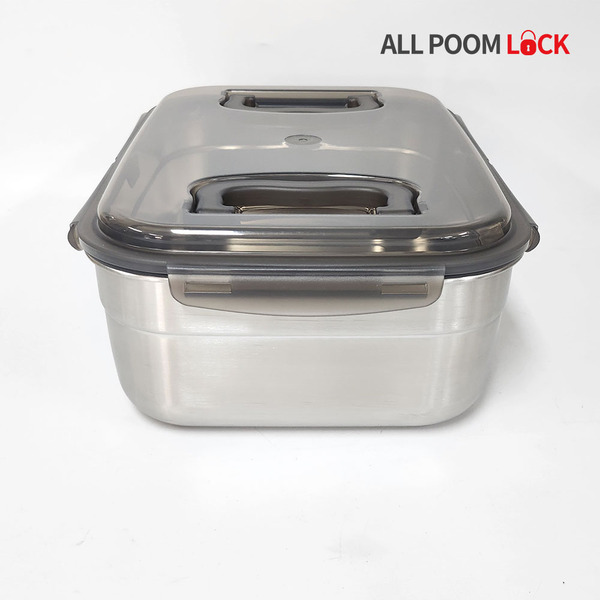 스텐 김치통 밀폐용기 더블 핸디 1호 7.3L, 10L (그레이)